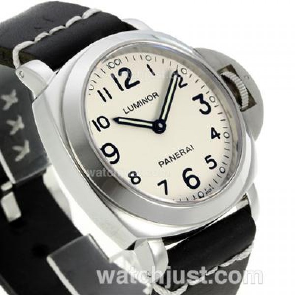 Panerai Luminor Swiss ETA Unitas 6497 Movement Number Markers with White Dial-Leather Strap