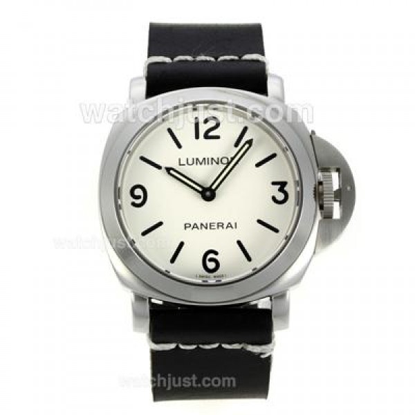 Panerai Luminor Swiss ETA Unitas 6497 Movement with White Dial-Leather Strap