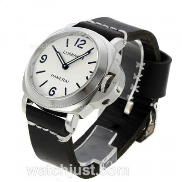 Panerai Luminor Swiss ETA Unitas 6497 Movement with White Dial-Leather Strap