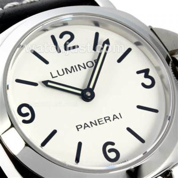 Panerai Luminor Swiss ETA Unitas 6497 Movement with White Dial-Leather Strap