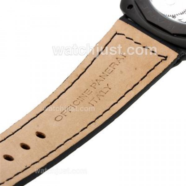 Panerai Radiomir Swiss ETA Unitas 6497 Movement PVD Case with Black Dial-Black Leather Strap