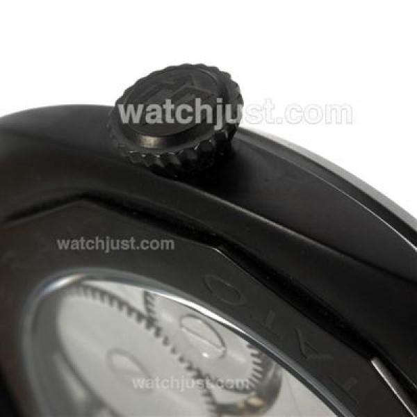 Panerai Radiomir Swiss ETA Unitas 6497 Movement PVD Case with Black Dial-Black Leather Strap