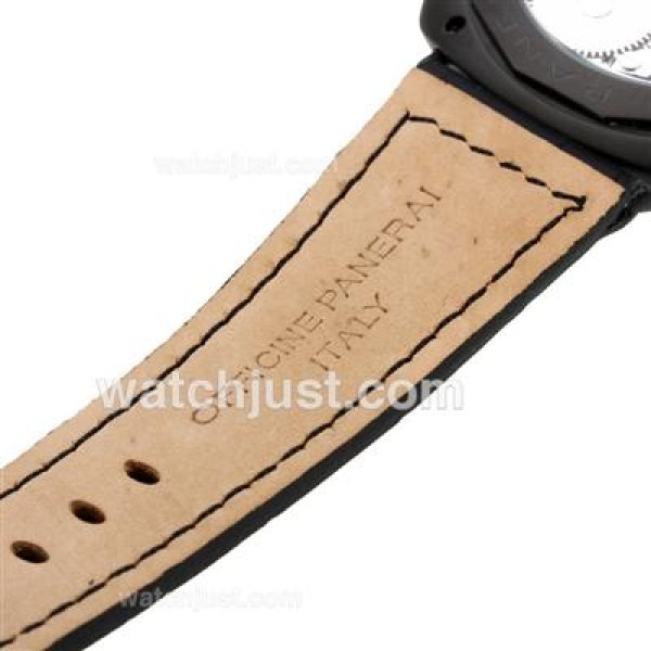 Panerai Radiomir Swiss ETA Unitas 6497 Movement PVD Case with Black Dial-Leather Strap