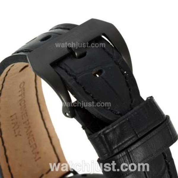 Panerai Radiomir Swiss ETA Unitas 6497 Movement PVD Case with Black Dial-Leather Strap