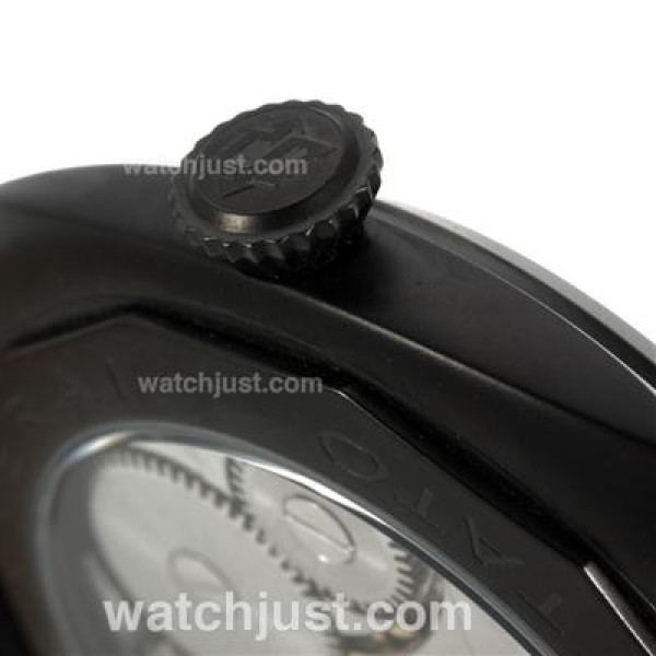 Panerai Radiomir Swiss ETA Unitas 6497 Movement PVD Case with Black Dial-Leather Strap