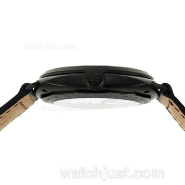 Panerai Radiomir Swiss ETA Unitas 6497 Movement PVD Case with Black Dial-Leather Strap