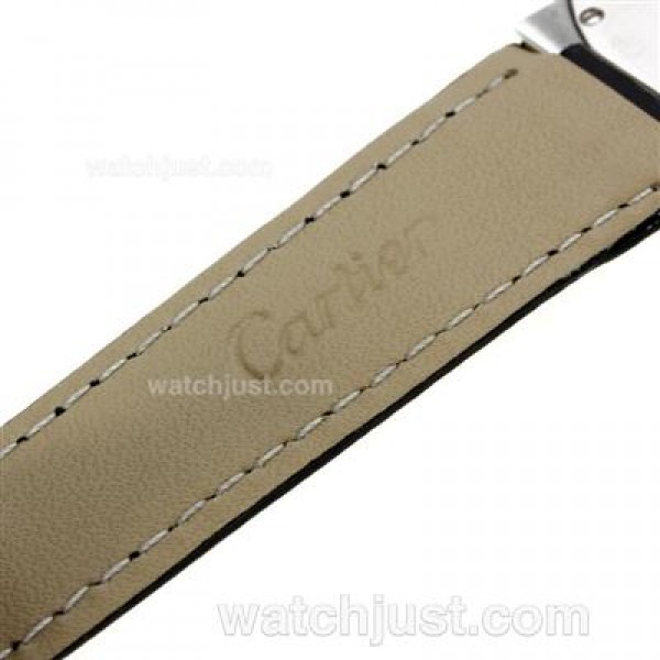 Cartier Ballon bleu de Cartier with MOP Dial-Black Leather Strap-Medium Size