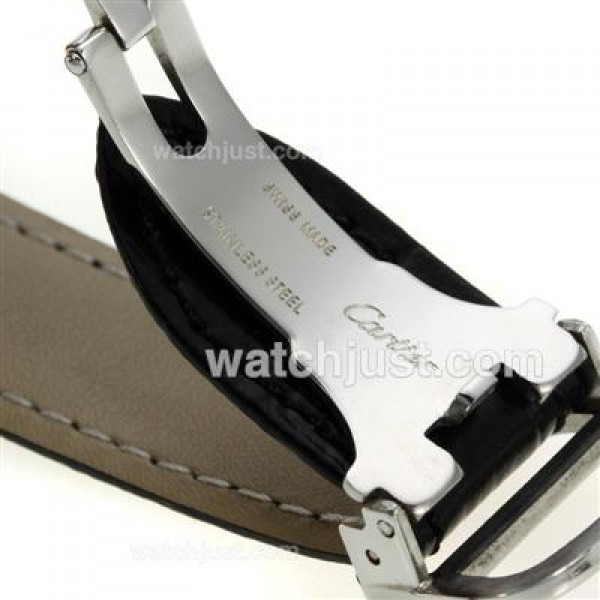 Cartier Ballon bleu de Cartier with MOP Dial-Black Leather Strap-Medium Size