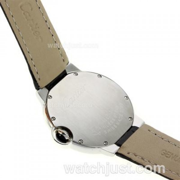 Cartier Ballon bleu de Cartier with MOP Dial-Black Leather Strap-Medium Size