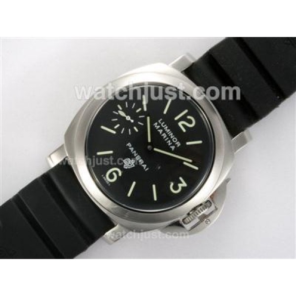 Panerai Luminor Marina Pam 005 Logo Unitas 6497 Movement Manual Winding Black Dial with Rubber Strap