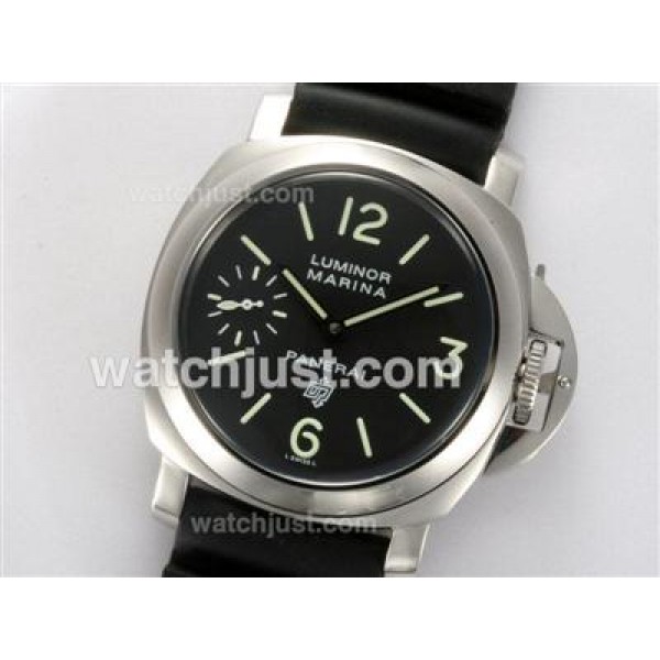 Panerai Luminor Marina Pam 005 Logo Unitas 6497 Movement Manual Winding Black Dial with Rubber Strap