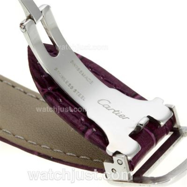 Cartier Ballon bleu de Cartier with MOP Dial-Purple Leather Strap-Medium Size