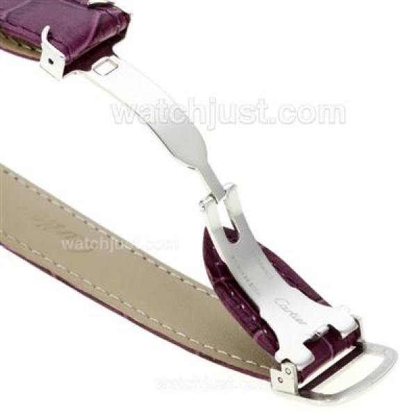 Cartier Ballon bleu de Cartier with MOP Dial-Purple Leather Strap-Medium Size