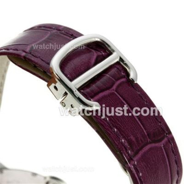 Cartier Ballon bleu de Cartier with MOP Dial-Purple Leather Strap-Medium Size