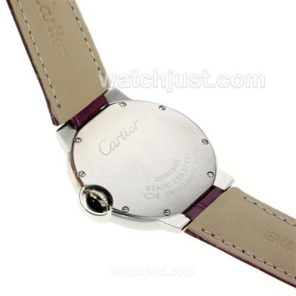 Cartier Ballon bleu de Cartier with MOP Dial-Purple Leather Strap-Medium Size