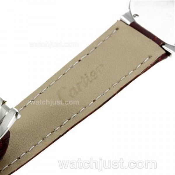 Cartier Ballon bleu de Cartier with MOP Dial-Brown Leather Strap-Medium Size
