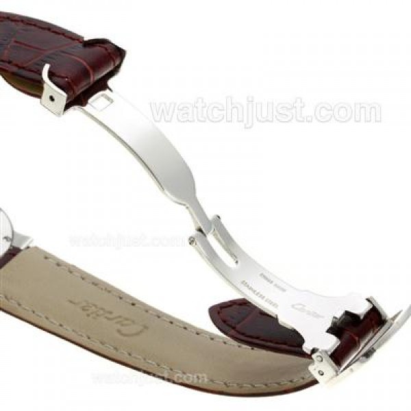 Cartier Ballon bleu de Cartier with MOP Dial-Brown Leather Strap-Medium Size