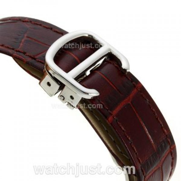 Cartier Ballon bleu de Cartier with MOP Dial-Brown Leather Strap-Medium Size