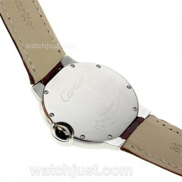Cartier Ballon bleu de Cartier with MOP Dial-Brown Leather Strap-Medium Size