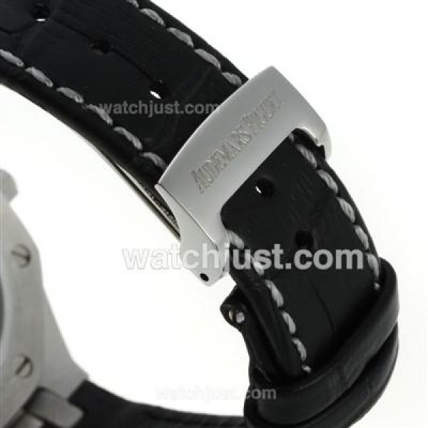 Audemars Piguet Royal Oak Swiss ETA 2836 Movement with Gray Checkered Dial-Black Leather Strap