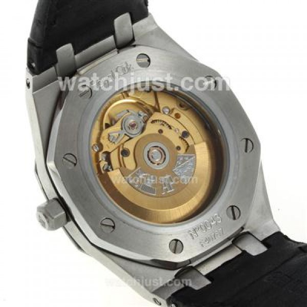 Audemars Piguet Royal Oak Swiss ETA 2836 Movement with Gray Checkered Dial-Black Leather Strap