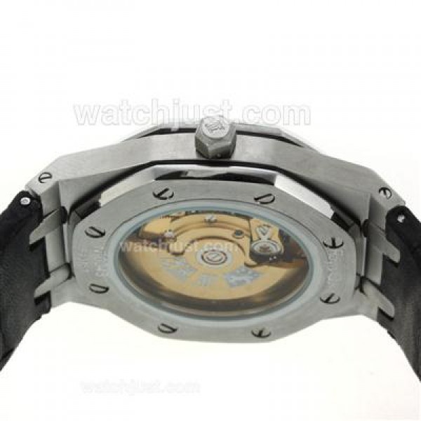 Audemars Piguet Royal Oak Swiss ETA 2836 Movement with Gray Checkered Dial-Black Leather Strap