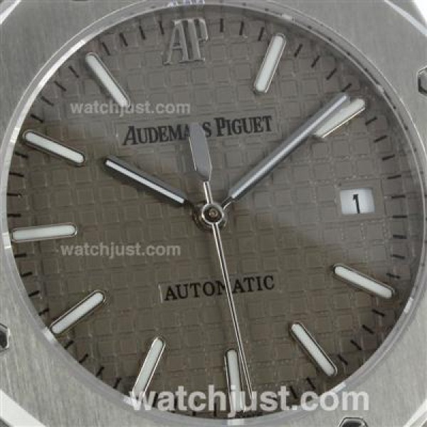 Audemars Piguet Royal Oak Swiss ETA 2836 Movement with Gray Checkered Dial-Black Leather Strap
