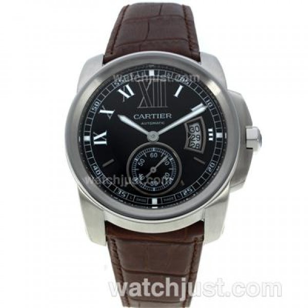 UK Best 1:1 Cartier Calibre de Cartier Replica Watches With Black Dials For Sale