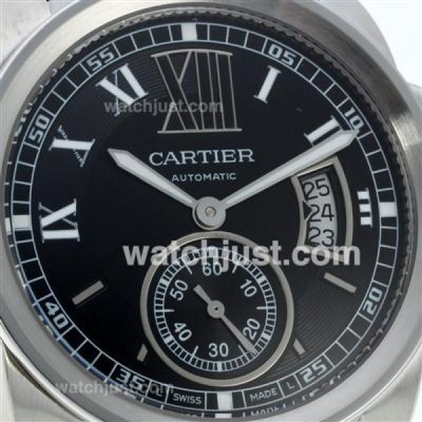 UK AAA Quality Cartier Calibre de Cartier Fake Watches With Black Dials For Men