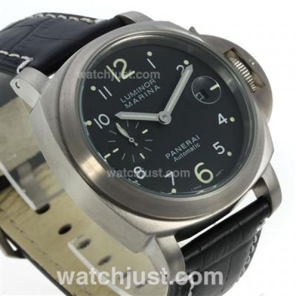 Panerai Luminor Marina Automatic with Black Dial-Leather Strap