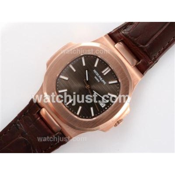 Patek Philippe Nautilus Jumbo MBW Swiss ETA 2824 Movement Rose Gold Case with Brown Dial-Deployment Buckle
