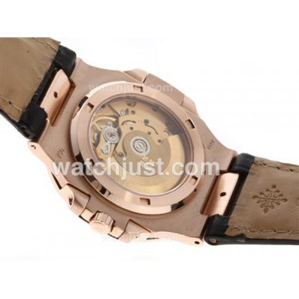 Patek Philippe Nautilus Jumbo MBW Swiss ETA 2824 Movement Rose Gold Case with Black Dial-Deployment Buckle