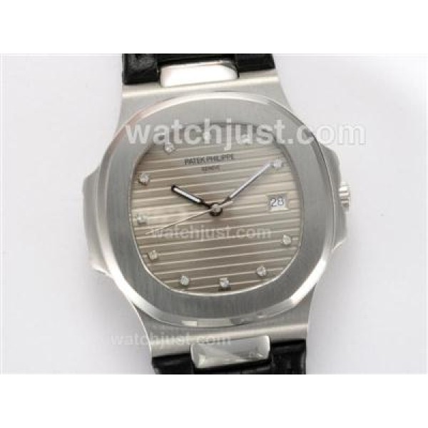 Patek Philippe Nautilus Jumbo MBW Swiss ETA 2824 Movement Diamond Marking with Gray Dial-Deployment Buckle