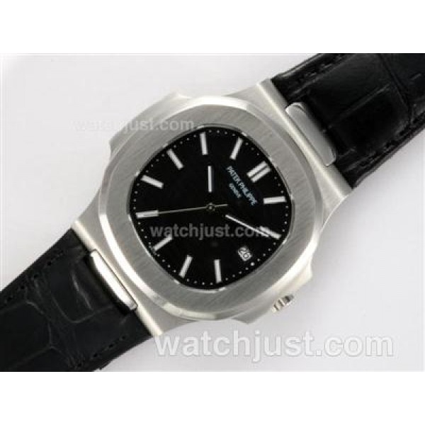 Patek Philippe Nautilus Jumbo MBW Swiss ETA 2824 Movement with Black Dial-Deployment Buckle