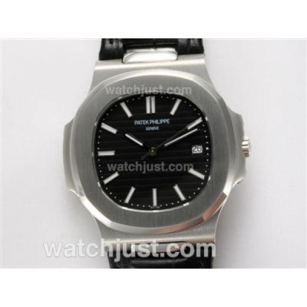 Patek Philippe Nautilus Jumbo MBW Swiss ETA 2824 Movement with Black Dial-Deployment Buckle