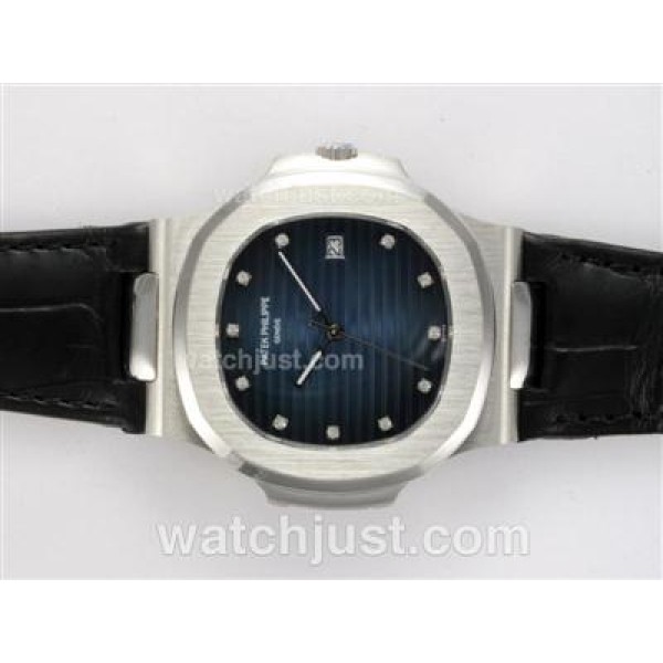 Patek Philippe Nautilus Jumbo MBW Swiss ETA 2824 Movement Diamond Marking with Blue Dial-Deployment Buckle