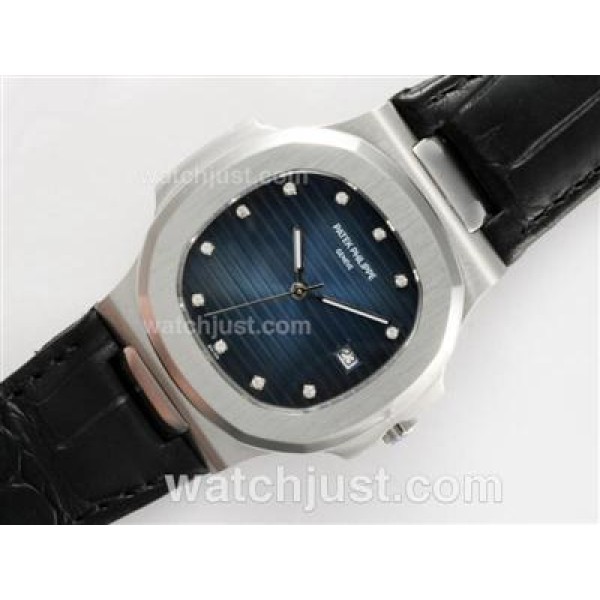 Patek Philippe Nautilus Jumbo MBW Swiss ETA 2824 Movement Diamond Marking with Blue Dial-Deployment Buckle