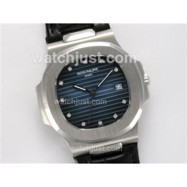 Patek Philippe Nautilus Jumbo MBW Swiss ETA 2824 Movement Diamond Marking with Blue Dial-Deployment Buckle