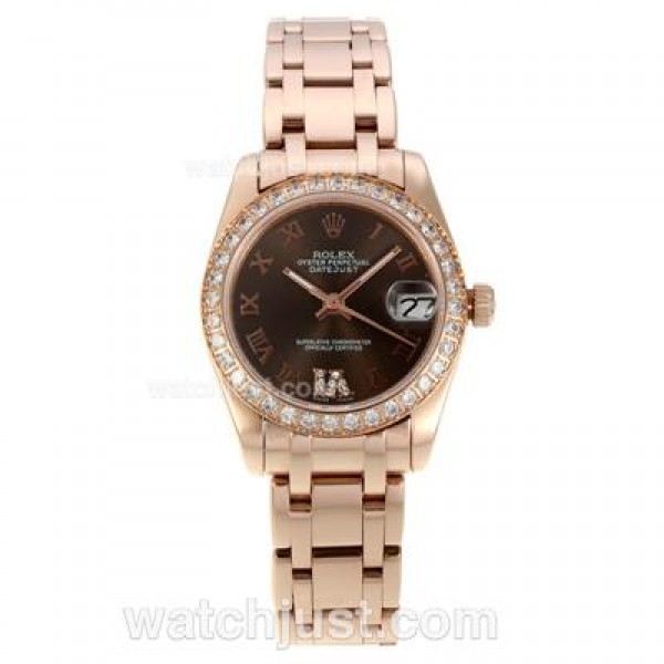 High End Rolex Datejust Masterpiece Fake Watches With Brown Dials For Sale