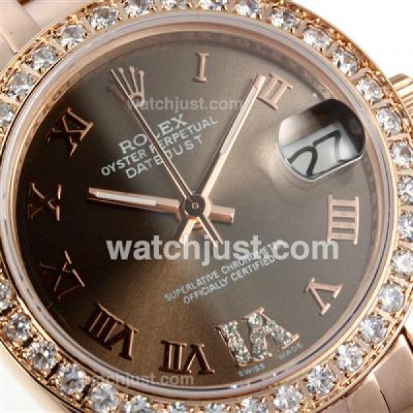 High End Rolex Datejust Masterpiece Fake Watches With Brown Dials For Sale