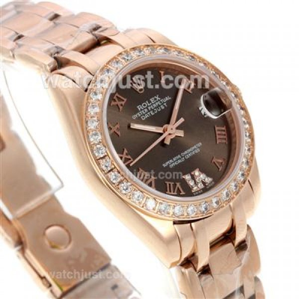 High End Rolex Datejust Masterpiece Fake Watches With Brown Dials For Sale