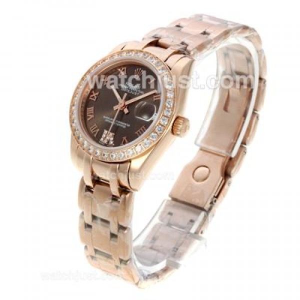 High End Rolex Datejust Masterpiece Fake Watches With Brown Dials For Sale