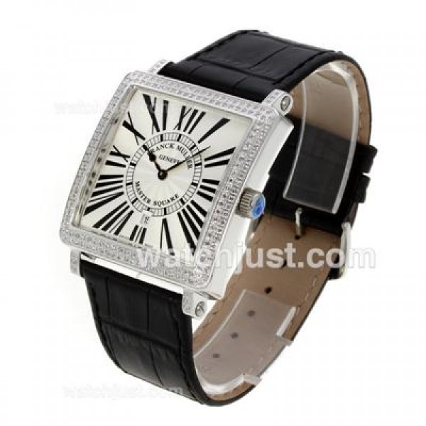Franck Muller Master Square Swiss ETA Movement Diamond Bezel with White Dial
