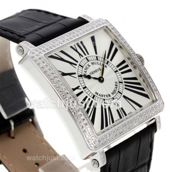 Franck Muller Master Square Swiss ETA Movement Diamond Bezel with White Dial