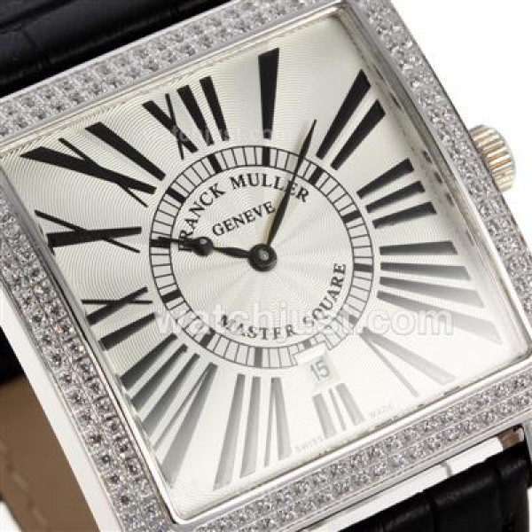 Franck Muller Master Square Swiss ETA Movement Diamond Bezel with White Dial