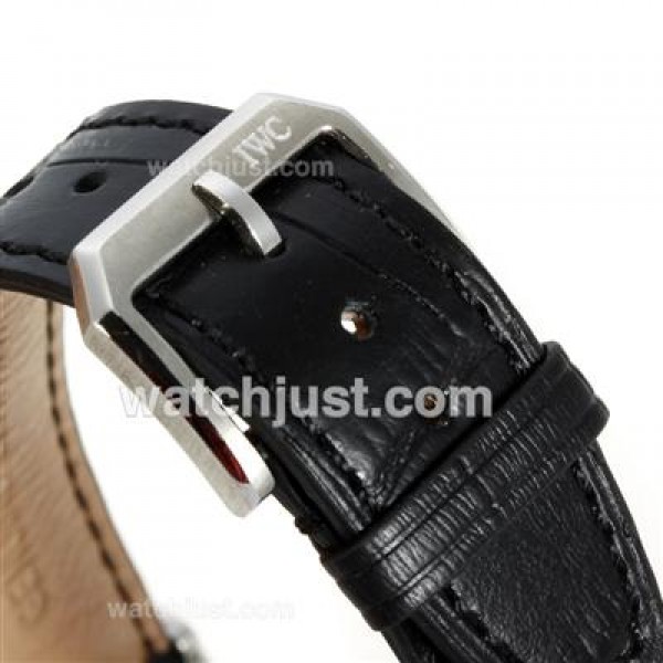 IWC Classic Automatic with Black Dial-Rose Gold Stick Markers-Leather Strap