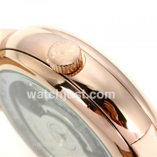 IWC Portofino Automatic Rose Gold Case with Black Dial-Leather Strap