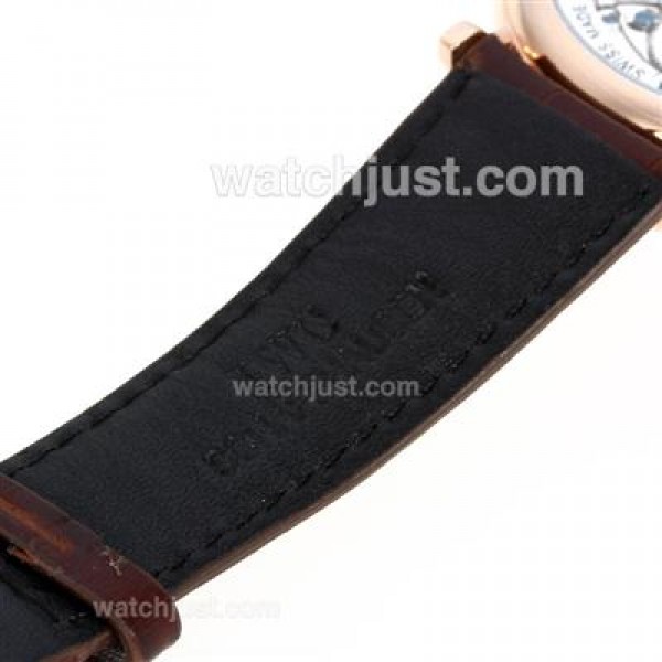IWC Classic Automatic Stick Markers Rose Gold Case with White Dial-Leather Strap