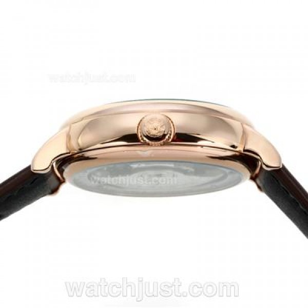 IWC Classic Automatic Stick Markers Rose Gold Case with White Dial-Leather Strap