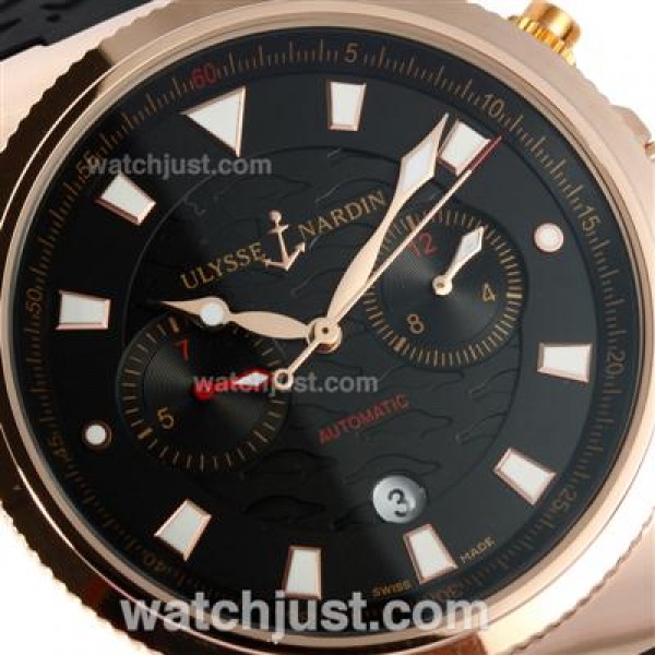 Ulysse Nardin Maxi Marine Working Chronograph Rose Gold Case with Black Dial-18K Plated Gold Movement